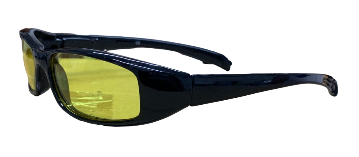 New Attitude Retro Style Narrow Biker Wrap Yellow Lens Sunglasses - Fat Skeleton UK