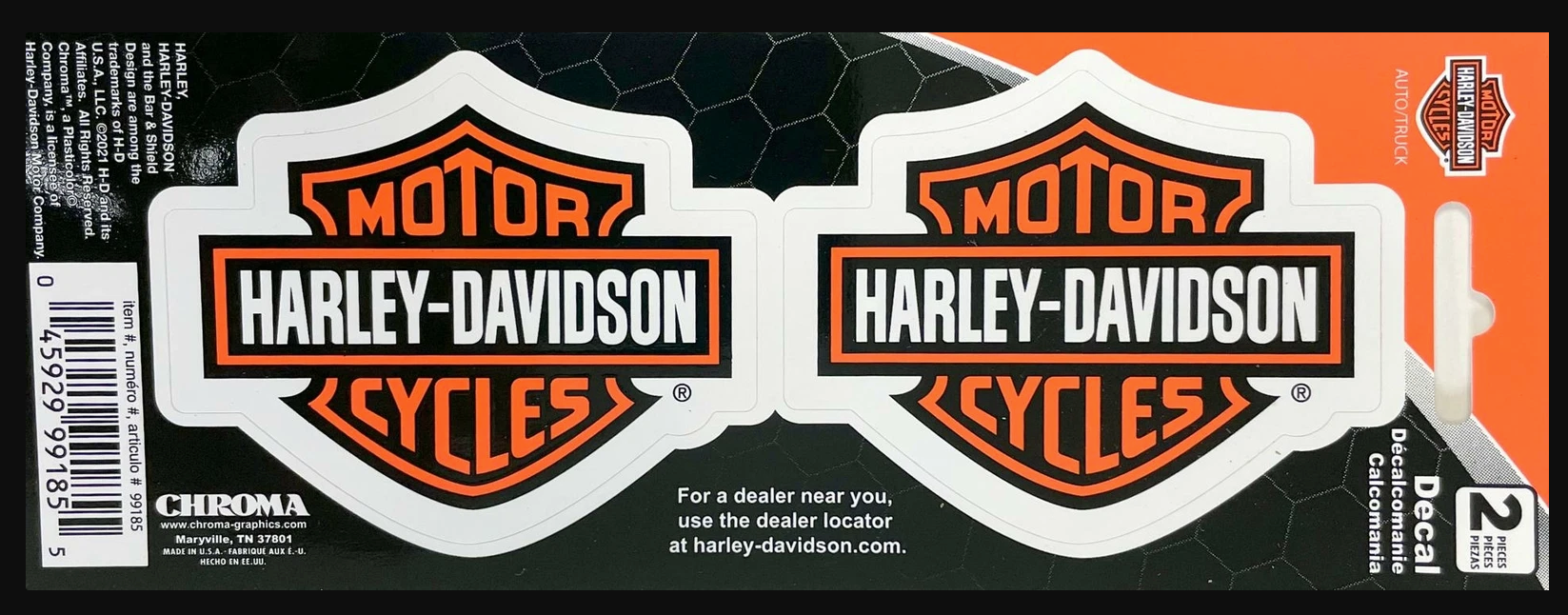 Pair Genuine Harley Davidson Bar & Shield twin  sticker set - Fat Skeleton UK